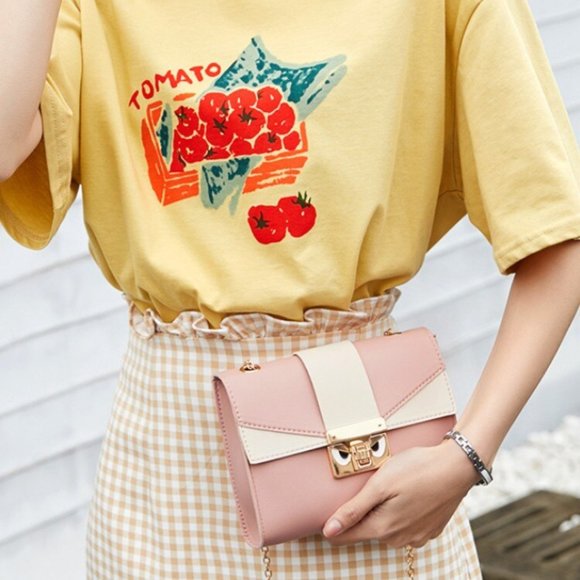 NEW PU Leather Small Fashion Slung Mobile Bag With Contrast Lock Chain - Picture 6 of 10